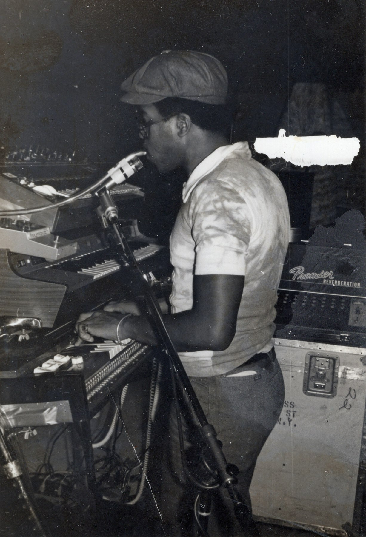 Kashif on the talk box during the recording session for <i>Function at the Junction</i> at Ultra-Sonic Recording Studios in Hempstead, Long Island, New York.. Photo courtesy Naylon D. Mitchell.